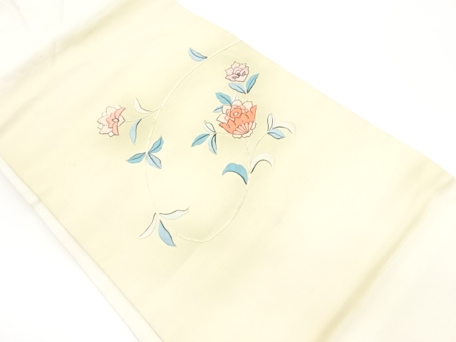 金銀駒刺繍花唐草模様名古屋帯